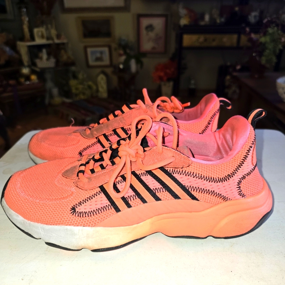 Adidas Orange and Black Sneakers with Chunky Midsole Mens Size 8 Workout